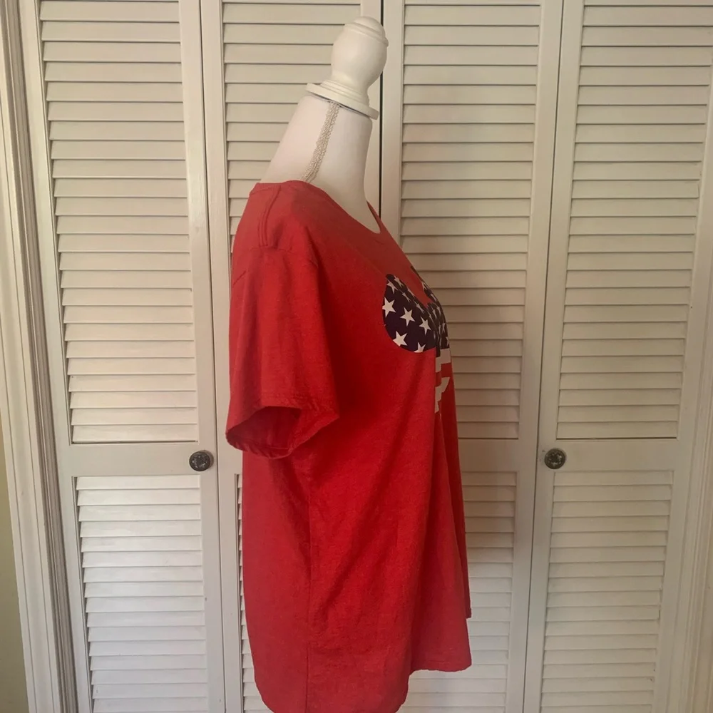 Disney Red Mickey Mouse Stars and Stripes Women's Tee Size XL - Picture 4 of 6
